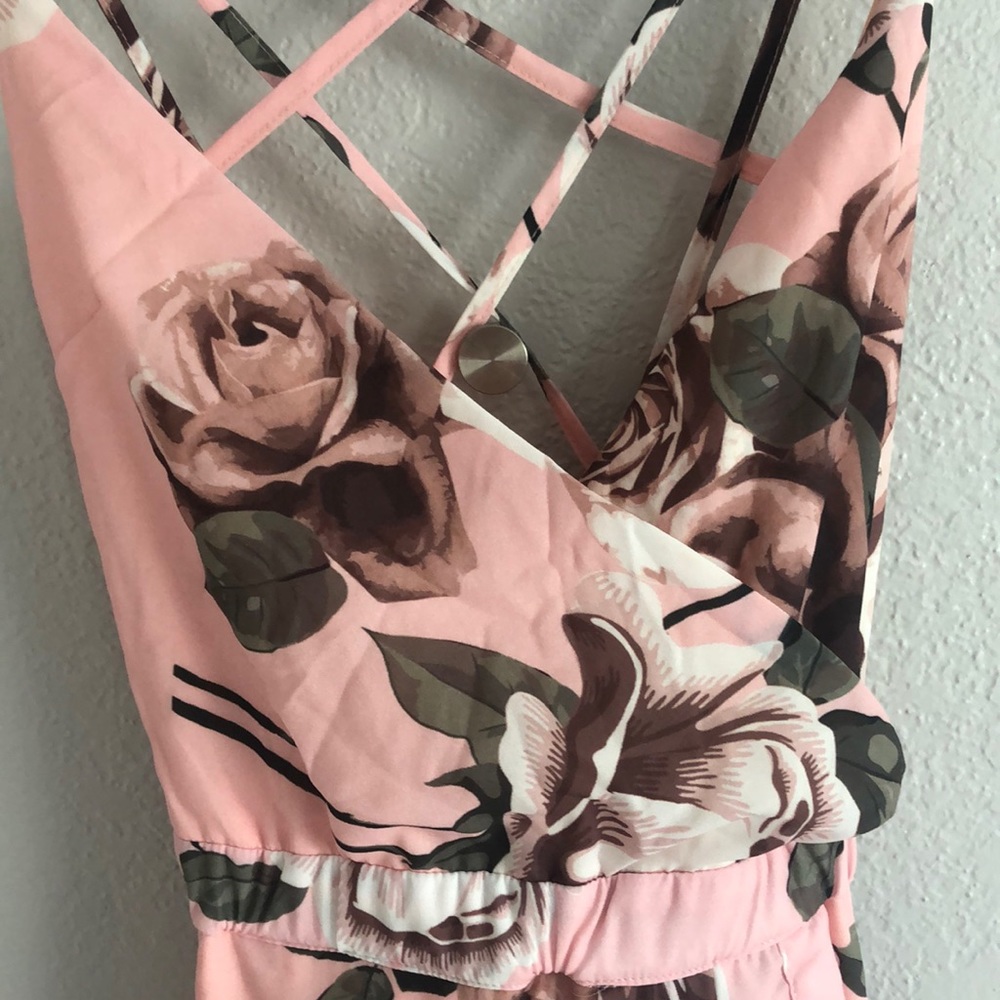 Pink floral strappy maxi